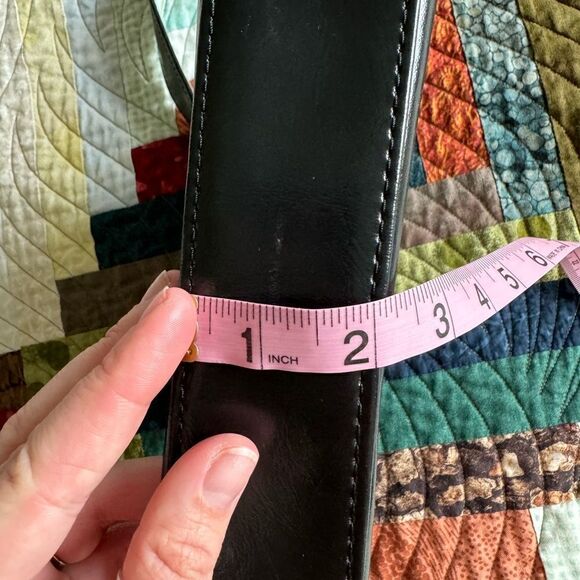 Vintage 90 Y2K Vamp Girls Handmade Black Faux Leather Blue Satin Bow Mini Bag - Picture 4 of 8